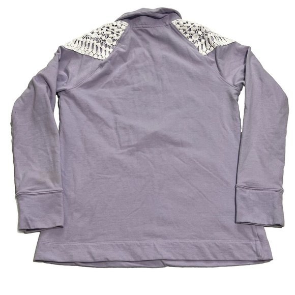 Lilly Pulitzer Women's XS Purple 1/2 Zip Lightweight Sweatshirt Lace Shoulders - Picture 2 of 6